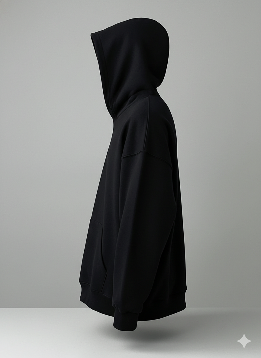 Moletom Preto Casual Masculino e Unissex com Capuz