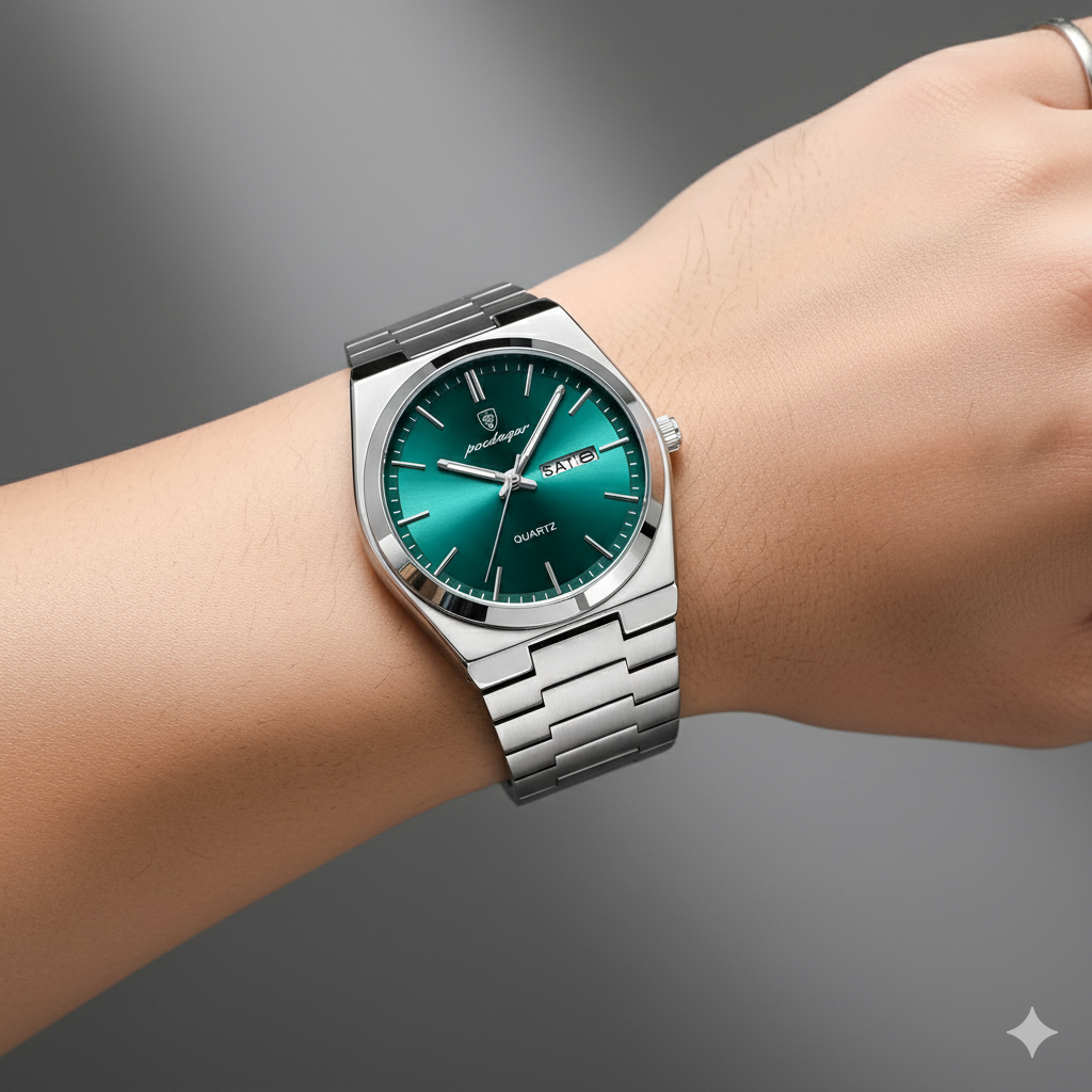 Relógio Masculino Otenti SilverPrime – Aço Inoxidável Premium à Prova D’Água com Ponteiros Luminosos e Calendário