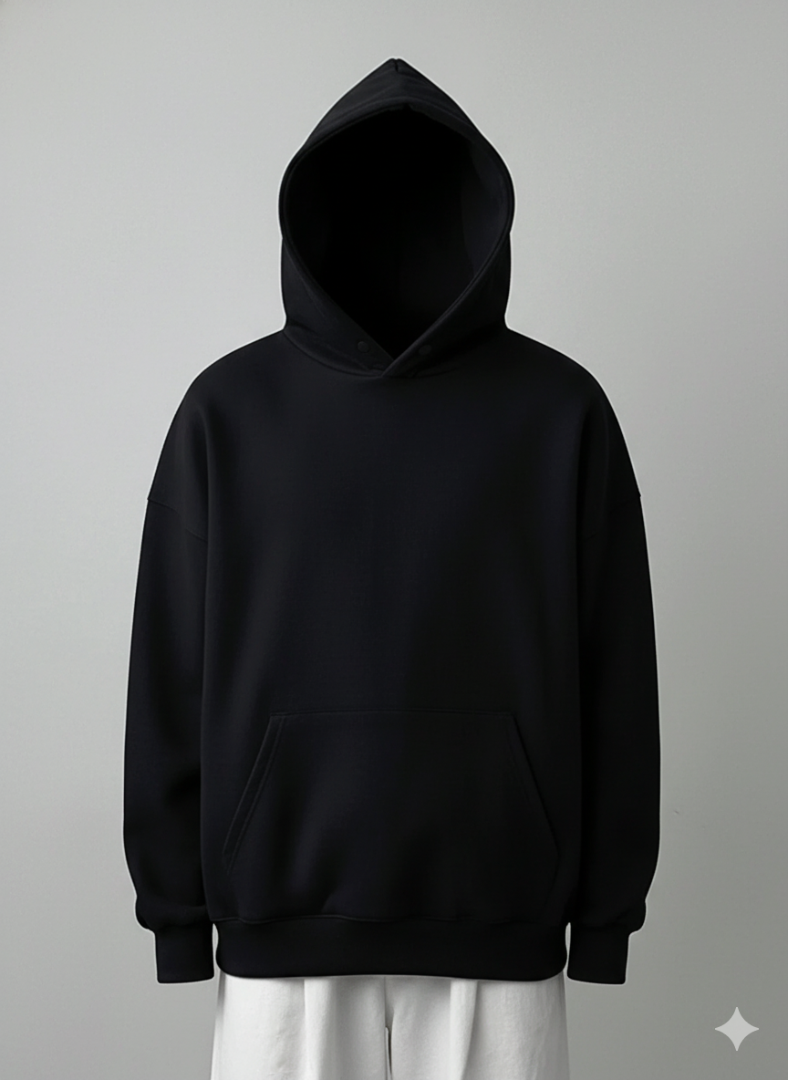 Moletom Preto Casual Masculino e Unissex com Capuz