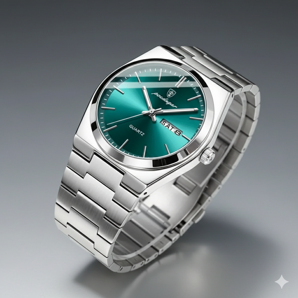 Relógio Masculino Otenti SilverPrime – Aço Inoxidável Premium à Prova D’Água com Ponteiros Luminosos e Calendário