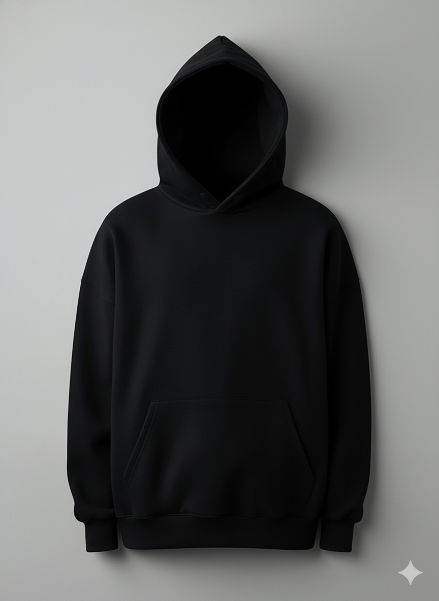 Moletom Preto Casual Masculino e Unissex com Capuz